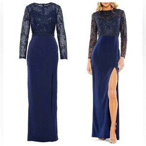 NWT Mac Duggal Embellished Faux-Wrap Floor-Length Gown - Beaded Formal Dress